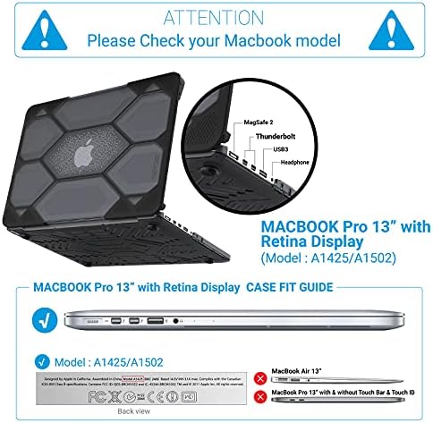 Ibenzer Compatível com MacBook Pro 13 polegadas CASO 2015 2014 2013 2012 A1502 A1425, Proteção de Proteção Fortalecida