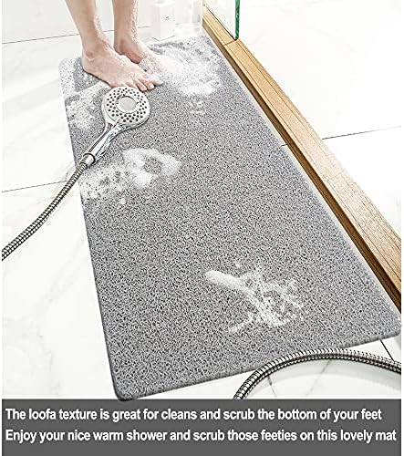 Songziming chuveiro tapete sem escorregamento sem sucção, 32x17 polegadas, tapete de banho pvc loofah para superfície