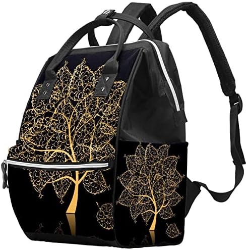 Mochila de viagem Guerotkr, bolsa de fraldas, bolsas de fraldas de mochila, árvore de folha dourada