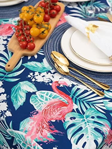 Tana para mesa de primavera e verão de Yihomer - 60 x 84 polegadas Talha de mesa de recolagem - Tampa de mesa de rugas à prova d'água para uso externo ou interno, dança de flamingo