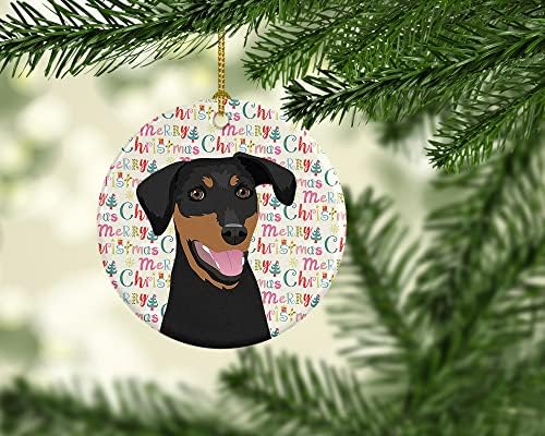 Tesouros de Caroline WDK2109CO1 DOBERMAN PINSCHER BLACK E RURS NATURAIS ORIES #1 Ornamento de cerâmica de Natal, decorações de árvores de Natal, ornamento pendurado para Natal, férias, festa, presente, presente,