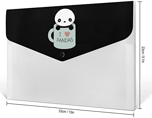 Love Love Pandas 6 Pocket File Pasta Plástico Importan Document Paper Organizer Rótulos Pastas de Acordeão com Fechamento