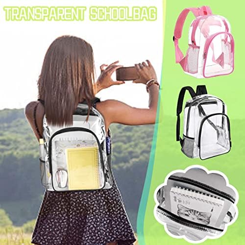 Mochila clara, mochila transparente transparente pesada perfeita para escola, segurança e eventos esportivos