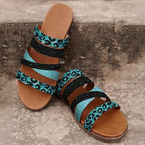 Envez sandálias planas para mulheres boêmios étnico tira cruzada chinelos casuais chinelos de fato amplo