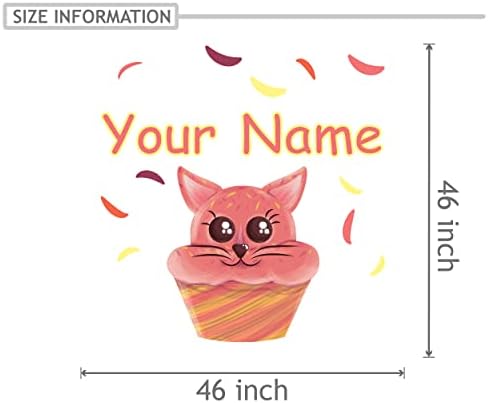 Cupcake de cabeça de gato pintado fofo no adesivo de nome de garotas personalizadas para parede, decoração de laptop- personalizar
