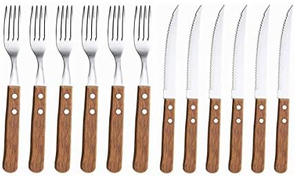 Kovot de 12 peças Holdre-alça de faca e conjunto de garfo | Inclui 8 Facas de bife + 7,5 Forks