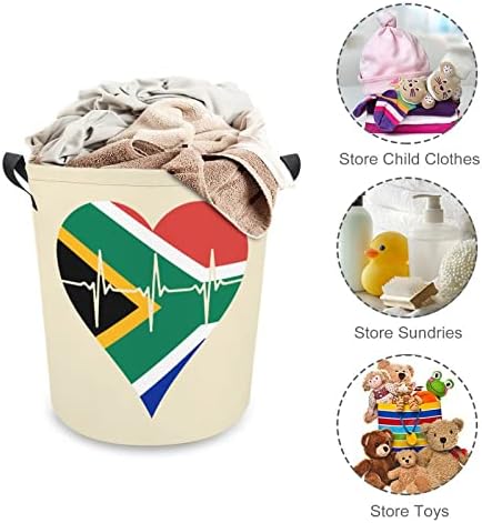 Amor South_Africa Heartbeat Leundry Basket Basket Rousista cesto para lavar roupa de roupas de roupas de roupas