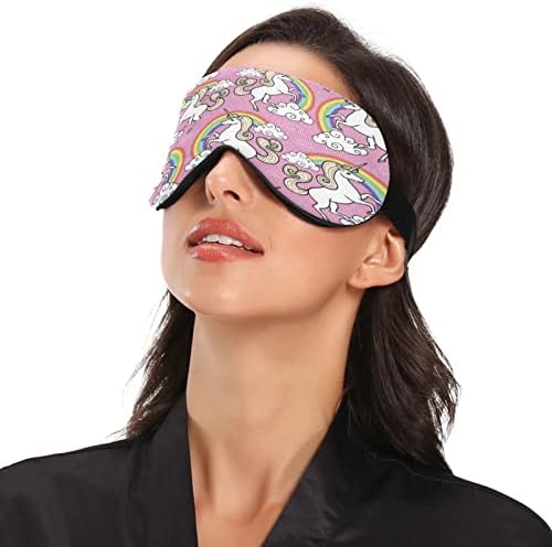 Xigua Unicorn Rainbow Cloud Sleeping Eyes Máscara com alça ajustável, Blackout respirável confortável para dormir máscara para homens e mulheres#78