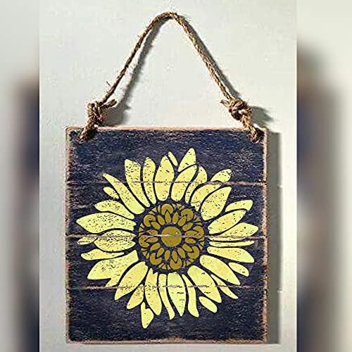 Grande estêncil de girassol boho de 12 x 12 para pintar em madeira, telas, papel, tecido, paredes e móveis - estêncil de girassol - estêncil de arte e artesanato reutilizável - estêncil de flores - estêncil de flores