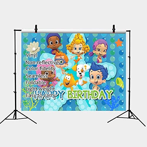 Taugurergule desenho animado bubble guppies tema fotografia cenário oceano bubble crianças princesas feliz aniversário partido decoração foto de fundo recém -nascido bebê bolo de chá de bolo de estúdio banner 7x5ft