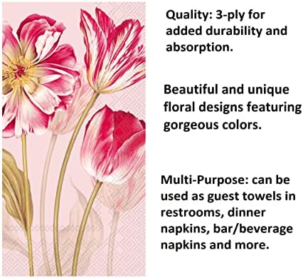 Toalhas de mão floral Conjuntos: toalhas de mão descartáveis ​​de qualidade com lindos temas de flores - 32 toalhas