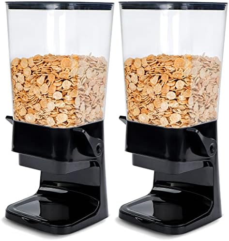 TOKOKIMO Cereal Dispenser Baterop, não é fácil esmagar alimentos para dispensador de alimentos secos, itens essenciais da cozinha, organizador de recipientes de armazenamento para granola, cereal, comida de gato, preto