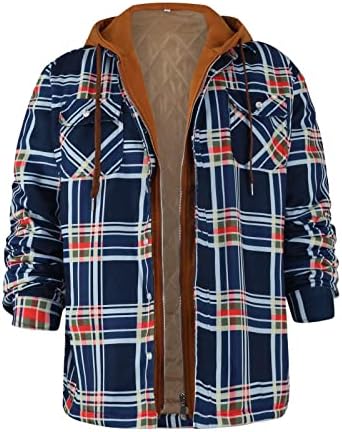 Hoodies ymosrh para homens camisa xadrez adicione veludo para manter a jaqueta quente com casacos e jaquetas de capuz