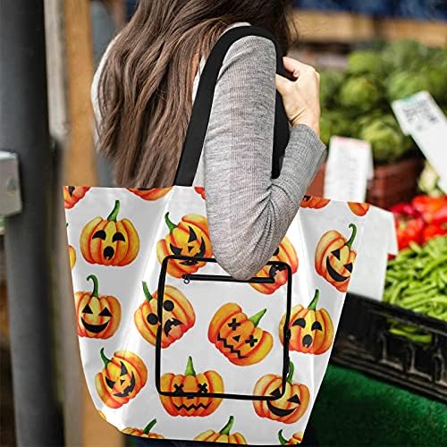 Scary Pumpkin Happy Halloween Saco de Bolsa de Mercearia Reutilizável de Halloween