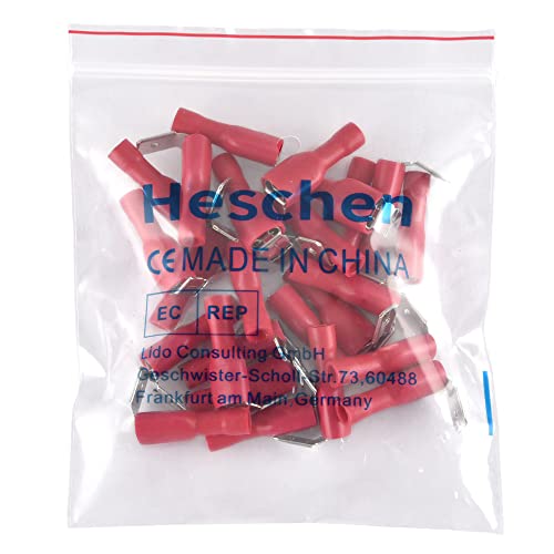 Heschen Piggyback Spade Crimp Terminal Connector 0,5-6,0 mm², 22-10 AWG, vermelho, 25pcs