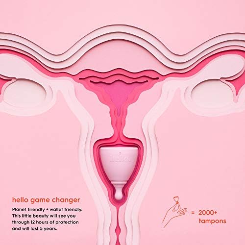 O Hello Cup Cups Menstrual Caixa Double, BPA livre, reutilizável, hipoalergênico, reciclável, tpe