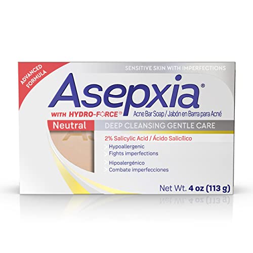 Asepxia Limpeza profunda Cuidado suave Cuidado acne Sabão hipoalergênico com ácido salicílico, 4 onças