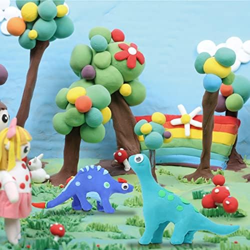 24pcs colorido argila seca de ar para crianças kit com 6 dinossauros Modelo