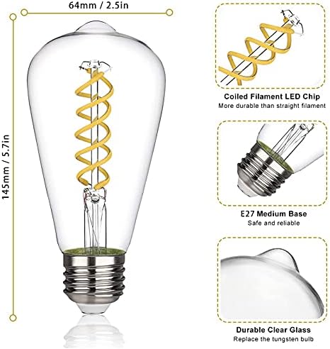 Bulbos vintage de ST64 Edison, 60W, equivalente, não adquirível 6w 600 lúmen lâmpadas de filamento de led de lúmias, para