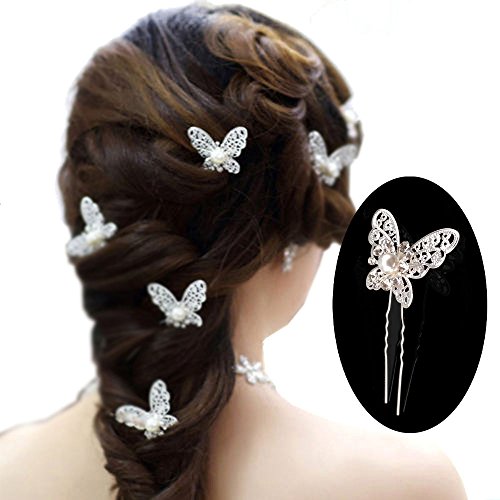Yueton Pack de 20 Butterfly Pearl Crystal Hair Pin Headwear Acessórios de cabelo