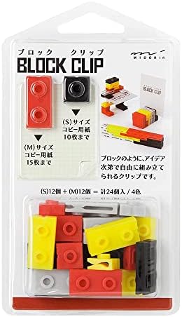 Clipes Midori 43341006x5, clipes de bloco, vermelho, conjunto de 5