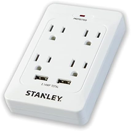 Stanley 33202 Surgequad AC e USB Wall Tap, branco