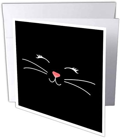 3drose muito fofo gato preto Nariz e bigodes - cartão de felicitações, 6 x 6, solteiro