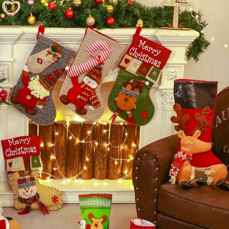 Meias de Natal Lmbabter Large, de 18 , decoração de meias de natal para árvore de Natal 3pcs saco de doce de meia
