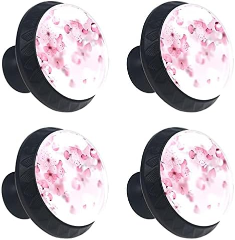 Botões de gaveta de cerveja para meninos botões de cômoda de flor de cerejeira rosa botões de gabinete de vidro de cristal 4pcs imprimem