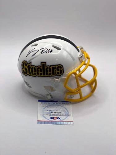 Kenny Pickett Pittsburgh Steelers assinou 1/1 mini capacete PSA COA D - Mini capacetes autografados da NFL