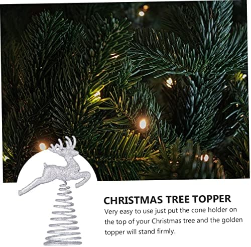 Nolitoy 1pc Treetop e Decoração de Natal Coroa de metal Coroa prática Partido de inverno Elk Glitter Deer Decorações estrela Toppers