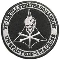 VF-1 Skull Fighter Squadron Borderyer Patch Militar Military Morale Patch Badges emblema Aplique Applique Hook Patches para acessórios