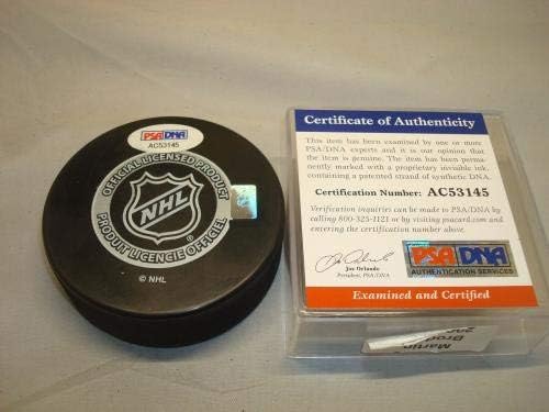 Martin Brodeur assinou Devils 2003 Stanley Cup Champs Hockey Puck PSA/DNA COA 1B - Pucks NHL autografados