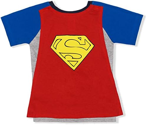 DC Comics Boys 'Superman Tee com Cape para criança e crianças pequenas - azul/vermelho/cinza