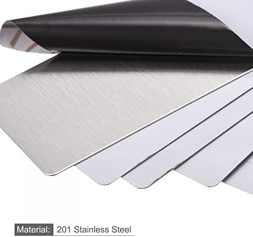 Cartão de metal em branco UXCELL 80mm x 30 mm x 0,4 mm 201 Placa de aço inoxidável Tom de prata escovado 10 pcs