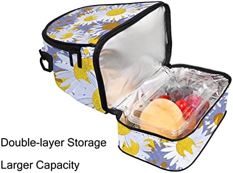 Vantaso Dual Compartamento Sacos Isolados de Compartimento Belas Daisies Doodle Cooler Tote Bag Box Reusious com alça de
