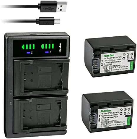 KASTAR 3-PACK BATHER E LTD2 SUBSTITUIÇÃO DE CARREGADOR USB PARA SONY NP-FV30, NP-FV50, NP-FV70, NP-FV90, NP-FV100 Bateria, Sony BC-TRV, BC-VH1, carregador AC-VQ10