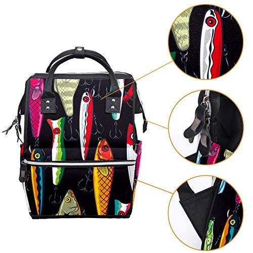 Iscas de pesca hobby lazer de passtime ganchos de pegam elementos de fraldas bolsas de fraldas mochila mamãe de grande capacidade bolsa de enfermagem bolsa de viagem para cuidados com o bebê