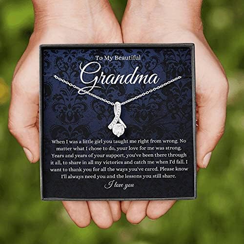 Jóias de cartão de mensagem, colar artesanal- Presente personalizado Petit Ribbon, para minha bela avó, avó do presente