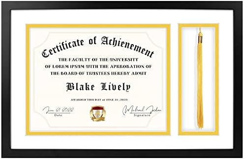 Golden State Art, moldura de diploma com suporte de borla, 11x17.5 para 8,5x11 documento/certificado, foto 4x6 com