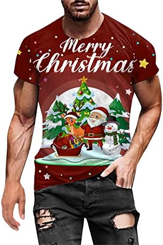 Camisetas masculinas de zddo masculino Papai Noel Papai Noel Soldado Soldado Tops de manga curta