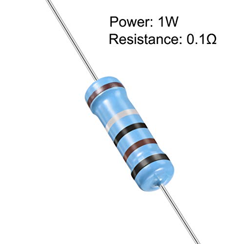 UXCELL 30PCS 0,1 ohm resistor, 1W 1% de resistores de filmes de metal, chumbo, 5 bandas para projetos eletrônicos e experimentos