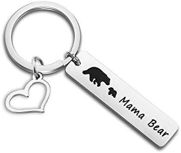 Bauna Mama Bear Keychain Bear Family Keychain com Cubs Bear Jewelry for Mother Wife Grandma
