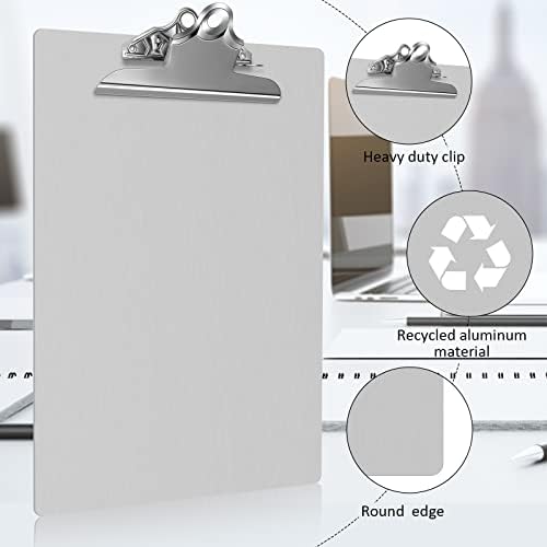 Mimorou 4 PCs Metal Clipboard Placas de clipes de alumínio Metal Board com letra de clipe de clipe de baixo perfil 12x9,5