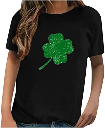 Camisa do dia de St. Patrick para mulheres Luck Shamrock Print T-shirt Camisa de manga curta Crew pescoço