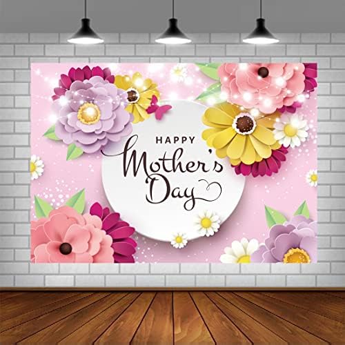 Lofaris Festa do Dia das Mães Caso -pano de fundo do coração Purple e rosa Fundamento de flores Fundo para mulheres Happy Mother Day