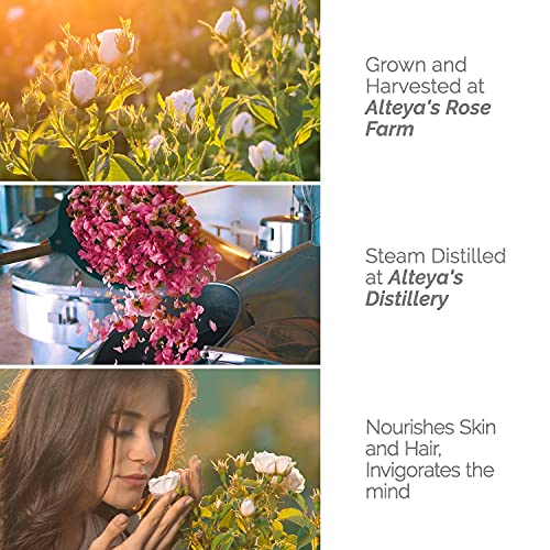 Alteya Organics White Rose Water USDA Toner facial orgânico certificado, 3,4 fl oz/100ml Pure Búlgaro Rosa Alba Água de Flor, um frasco de spray sem hidratante premiado BPA BPA