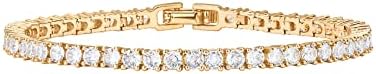 Pavoi 14k Batilhado de ouro de 3MM Bracelete de tênis clássico de zircônia cúbica | Pulseiras de ouro para mulheres |