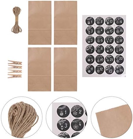 Doitool1 Set preenchimento de sacos de papel Kraft de Natal sacolas de presente com tags clipe corda home kitchen decaração