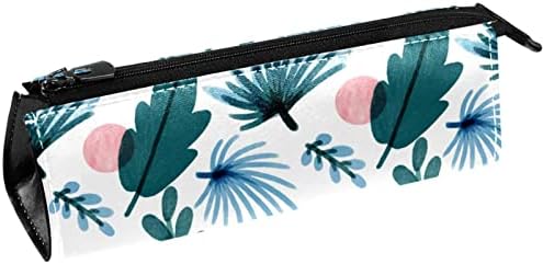 Laiyuhua portátil elegante lápis bolsa de couro pu de caneta compacta zíper bolsa bolsa bolsa cosmética Bolsa de escritório organizador de moedas folhas e flores